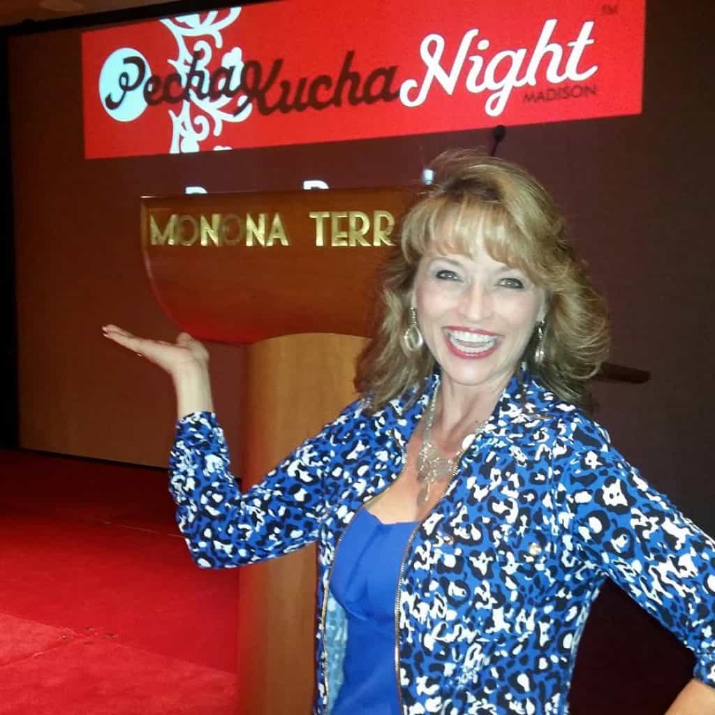 Keynote Speaker Susan Young presents for Pecha Kucha at Monona Terrace